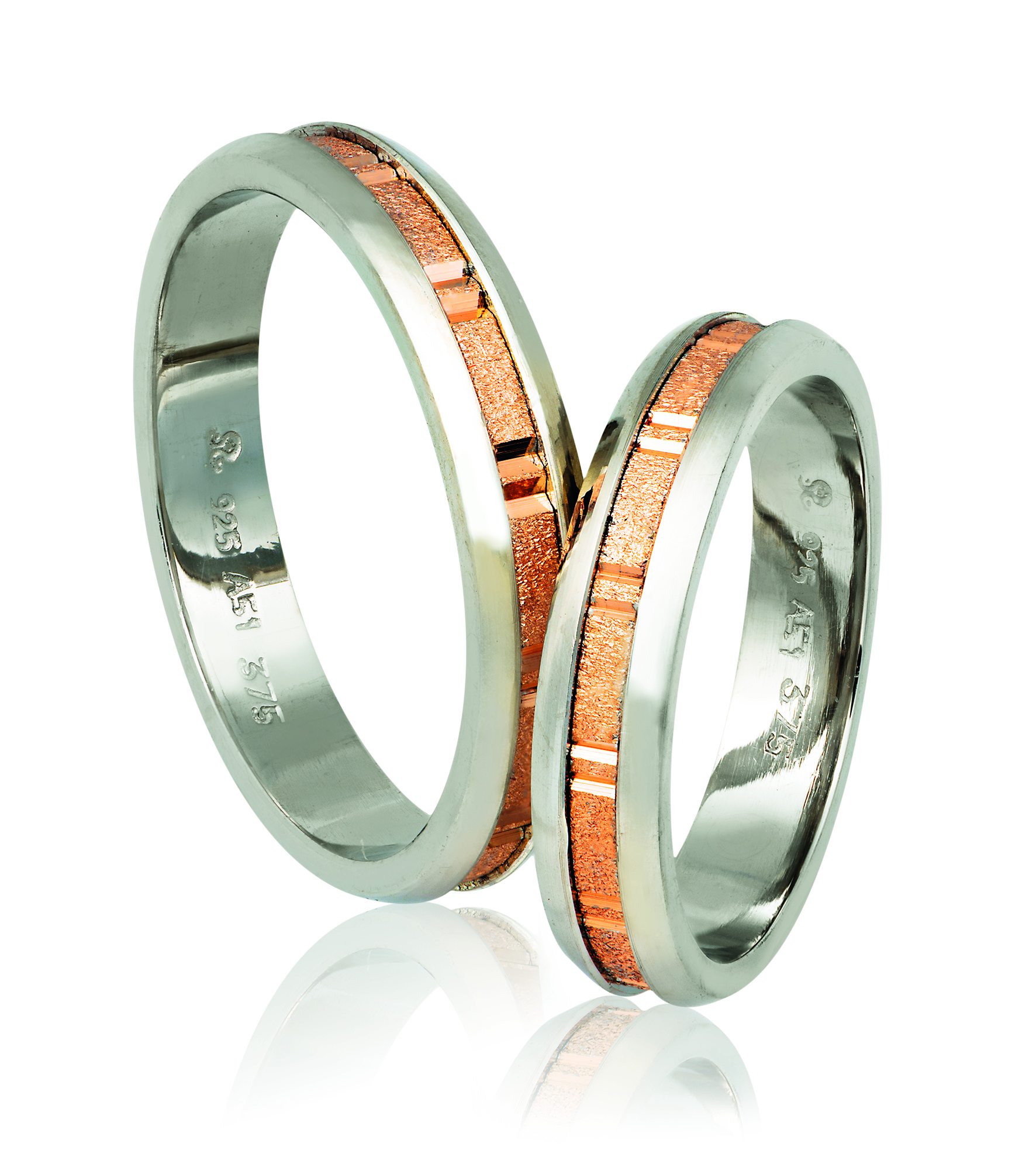White gold & rose gold wedding rings 4.3mm (code A718r)